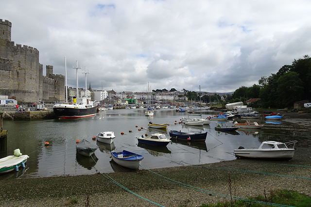 Boats In Front Of Caernarfon Castle