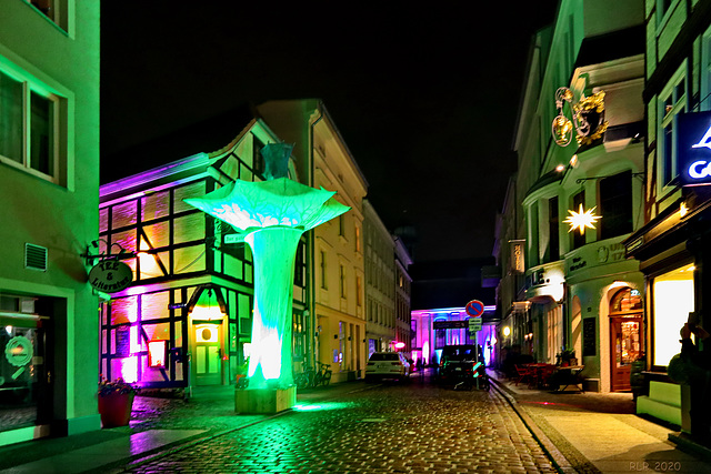 Illuminierte Altstadt zur Schweriner Kulturnacht