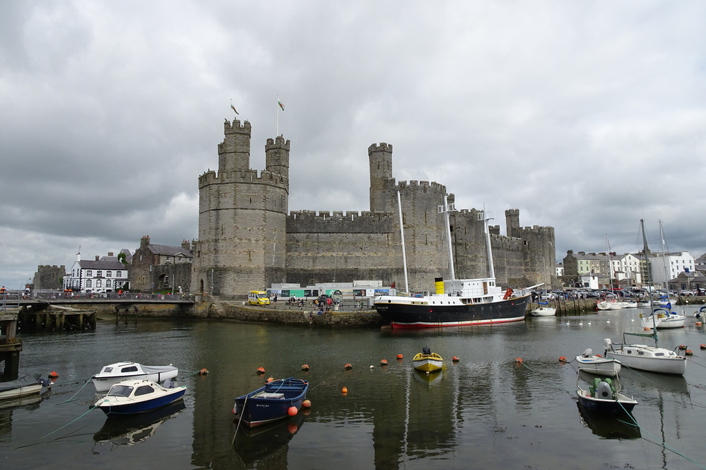 Boats In Front Of Caernarfon Castle