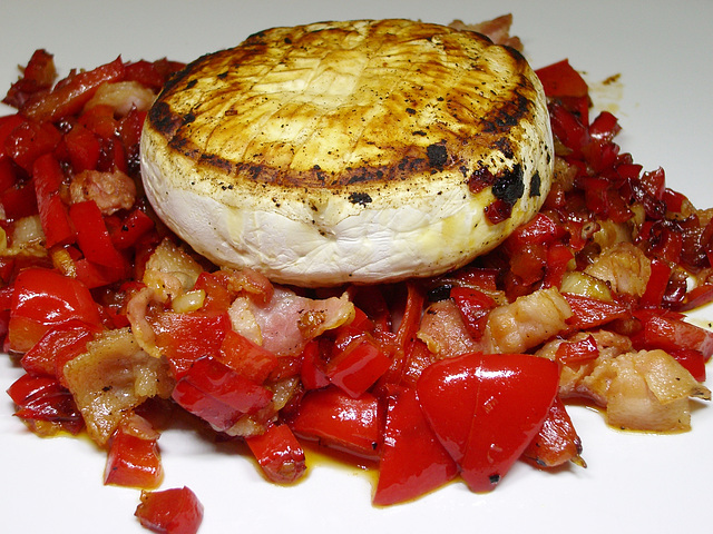 Fried Camembert with paprika & bacon