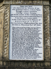 newstead abbey, notts; misanthropic epitaph on byron's early c19 tomb to his dog boatswain 1808