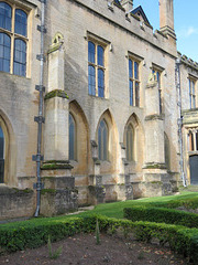 newstead abbey, notts; east front of east cloister range with chapter house windows