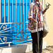Cigar smoker from bus window, Remedios, Cuba