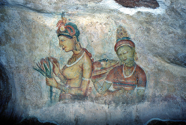 Die Weltbekannten, und einzigartigen Fresken am Löwenfelsen von Sigiriya