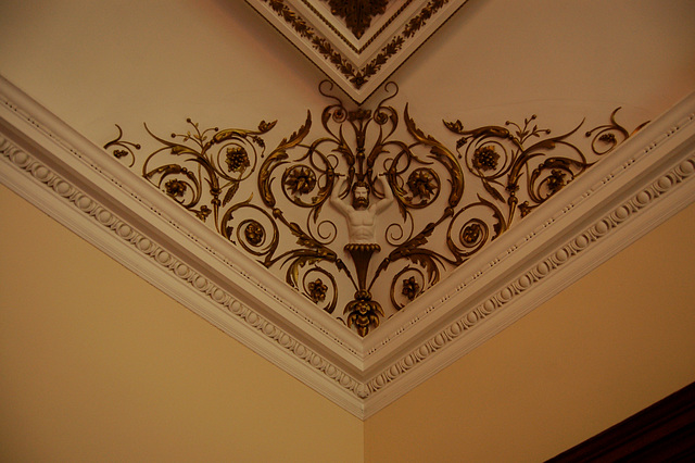 Detail of ceiling, Former Study, Keele Hall, Staffordshire