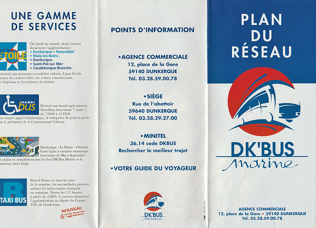 DK'Bus map leaflet Jan 2000 1 of 4