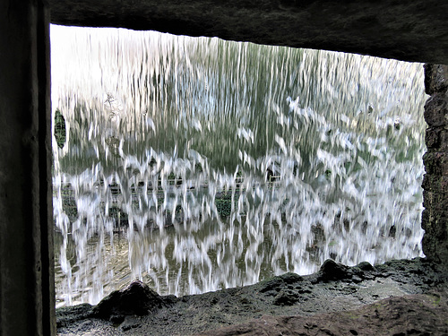 newstead abbey, notts , room behind the c19 waterfall