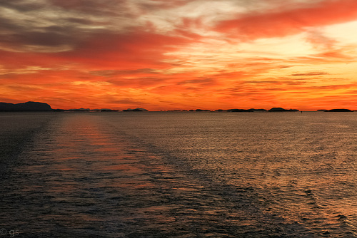 Sailing into a winter sunset