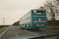 Shearings 274 (J274 NNC) on the A11 near Balsham/Fulbourn – 3 Apr 1993 (189-25)