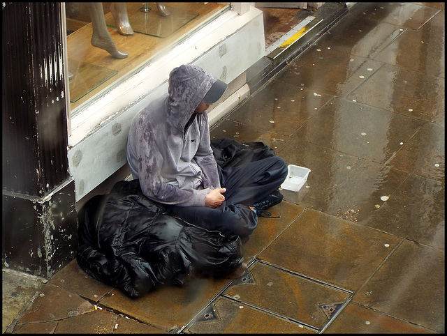 rainy day begging