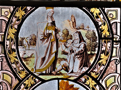 canterbury museum glass   (25) c16 flemish roundel, perhaps st elizabeth of hungary?