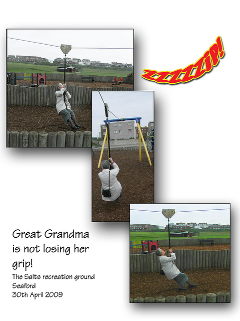 Great-Grandma on the Zip wire - 30.4.2009